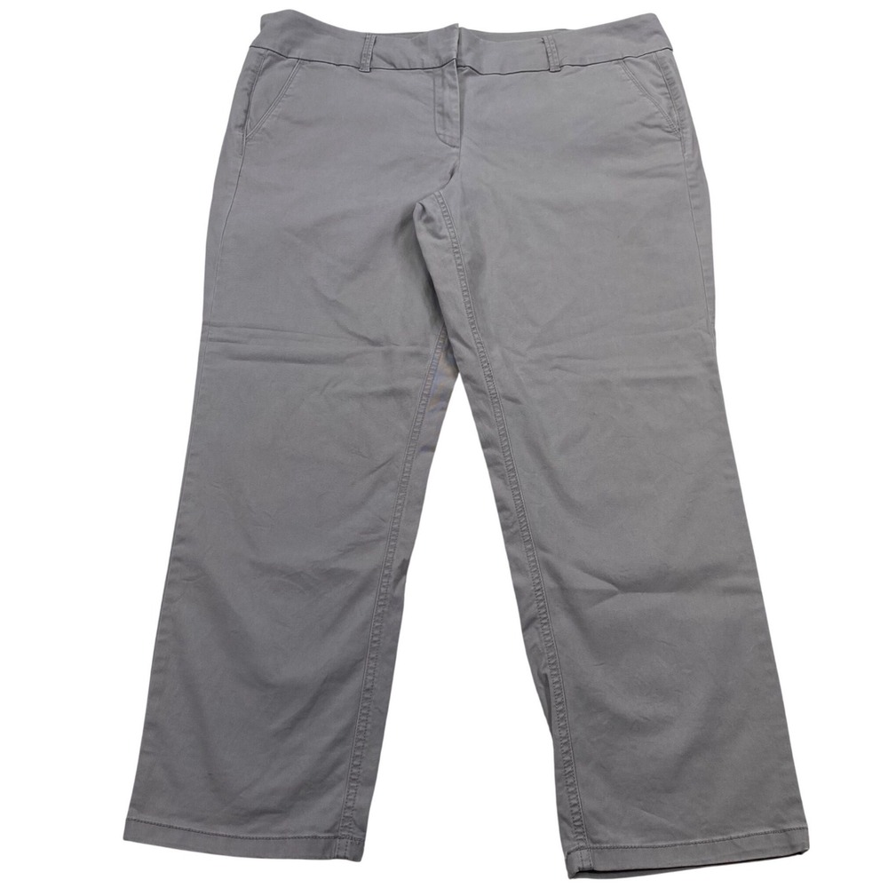 Ann Taylor Loft Marisa Pants Womens 14 Grey Straight Leg Cotton Stretch Workwear